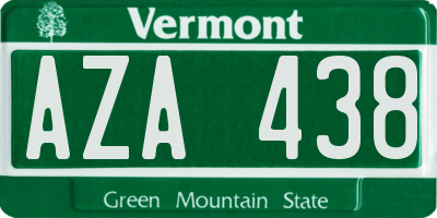 VT license plate AZA438