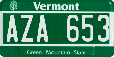 VT license plate AZA653