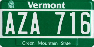 VT license plate AZA716