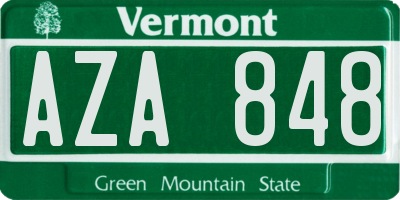 VT license plate AZA848