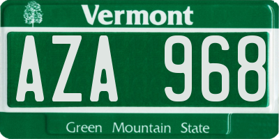 VT license plate AZA968
