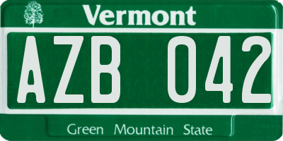 VT license plate AZB042