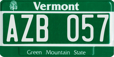 VT license plate AZB057