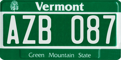 VT license plate AZB087