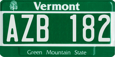 VT license plate AZB182