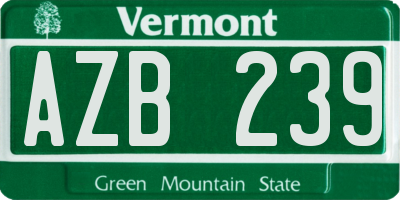 VT license plate AZB239