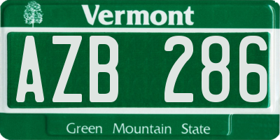 VT license plate AZB286