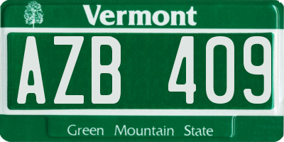 VT license plate AZB409