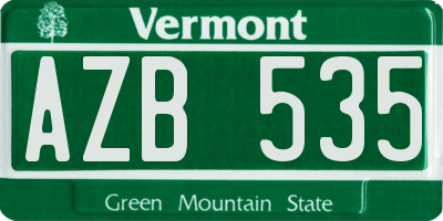VT license plate AZB535