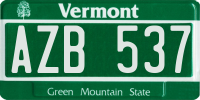 VT license plate AZB537