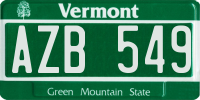 VT license plate AZB549