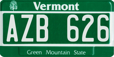 VT license plate AZB626