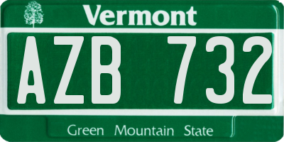 VT license plate AZB732