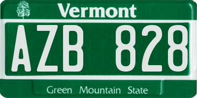 VT license plate AZB828