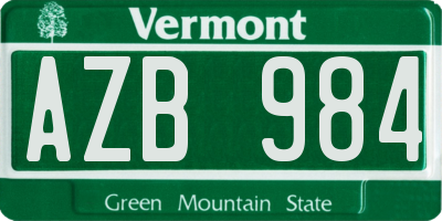 VT license plate AZB984