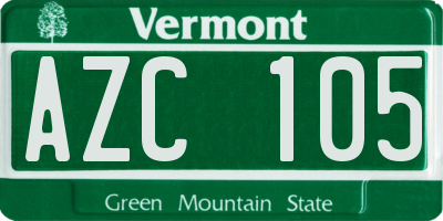VT license plate AZC105