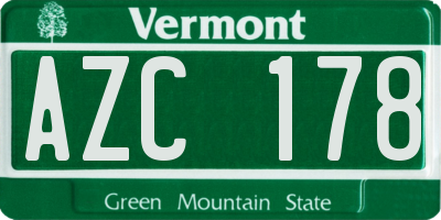 VT license plate AZC178