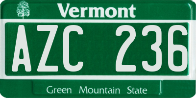VT license plate AZC236