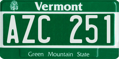 VT license plate AZC251