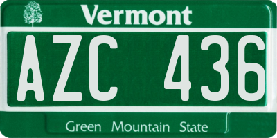 VT license plate AZC436
