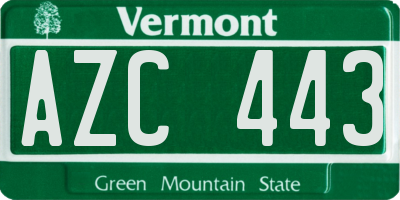 VT license plate AZC443