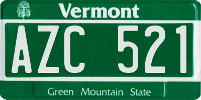 VT license plate AZC521