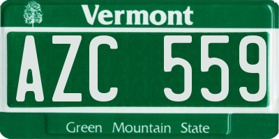 VT license plate AZC559