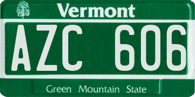 VT license plate AZC606