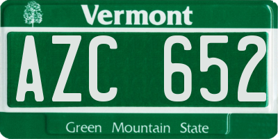 VT license plate AZC652