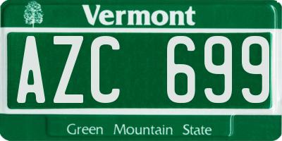 VT license plate AZC699