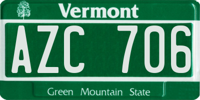 VT license plate AZC706