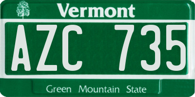 VT license plate AZC735