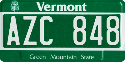 VT license plate AZC848