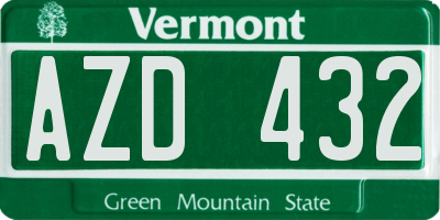 VT license plate AZD432