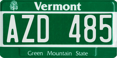 VT license plate AZD485