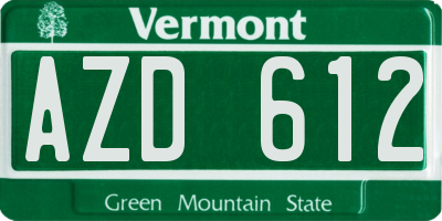VT license plate AZD612