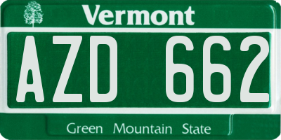VT license plate AZD662