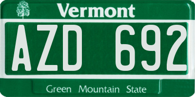 VT license plate AZD692