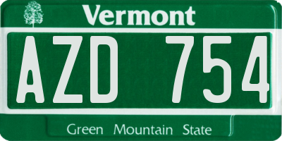 VT license plate AZD754