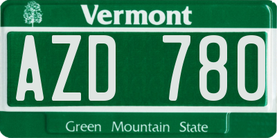 VT license plate AZD780