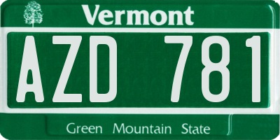 VT license plate AZD781