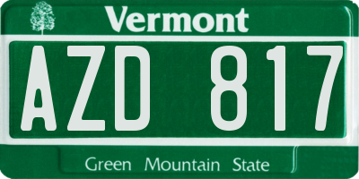 VT license plate AZD817