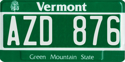 VT license plate AZD876