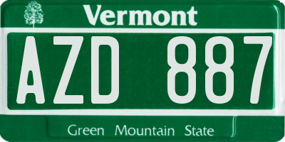 VT license plate AZD887