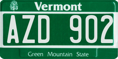 VT license plate AZD902