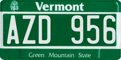 VT license plate AZD956