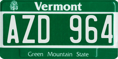 VT license plate AZD964