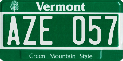 VT license plate AZE057
