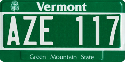 VT license plate AZE117