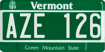 VT license plate AZE126